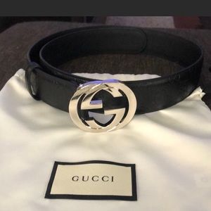 Men's Black Gucci Signature leather belt 💯 Auth